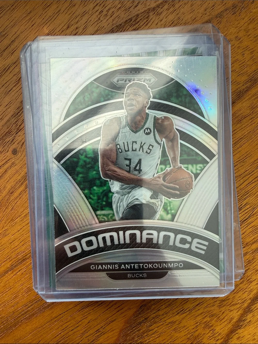 Giannis Antetokounmpo Dominance Basketball Card - Green/Silver
